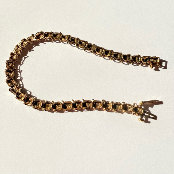 10K Solid Yellow & White Gold 1.00 CTW Diamond 7" S Link Tennis Line Bracelet - Picture 5 of 10